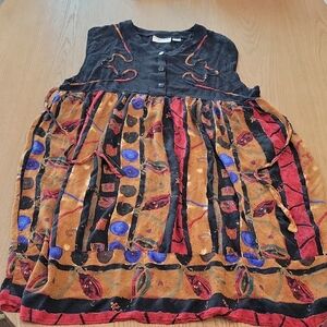Vintage Bohemian Multicolor Smock Midi Dress